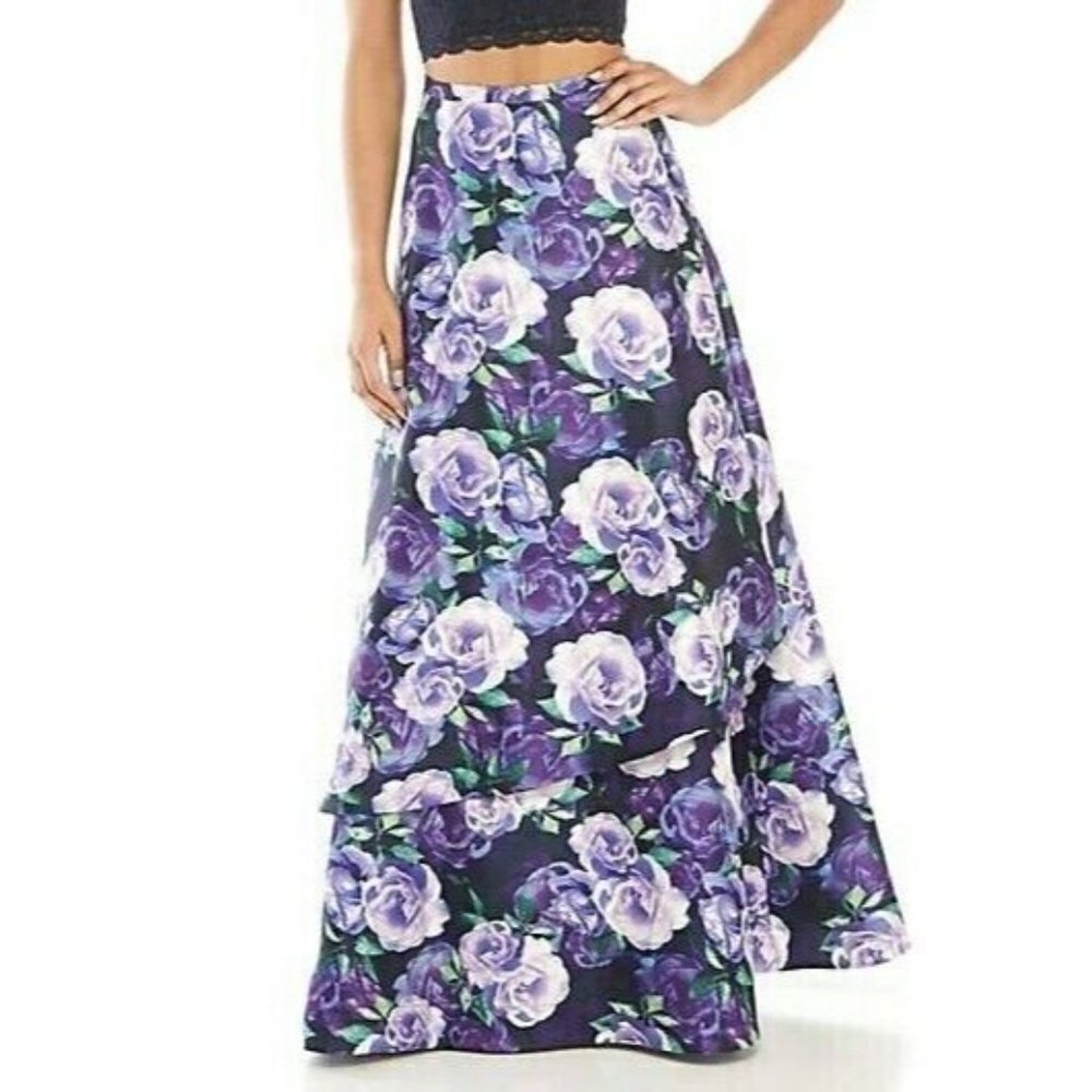 SEQUIN HEARTS Womens Floral Full-Length Prom Formal Skirt (Only Skirt) S…
